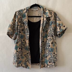 Gloria Lance Short Sleeve Button-Up Size 2X Floral Tropical Layered Hawaiian